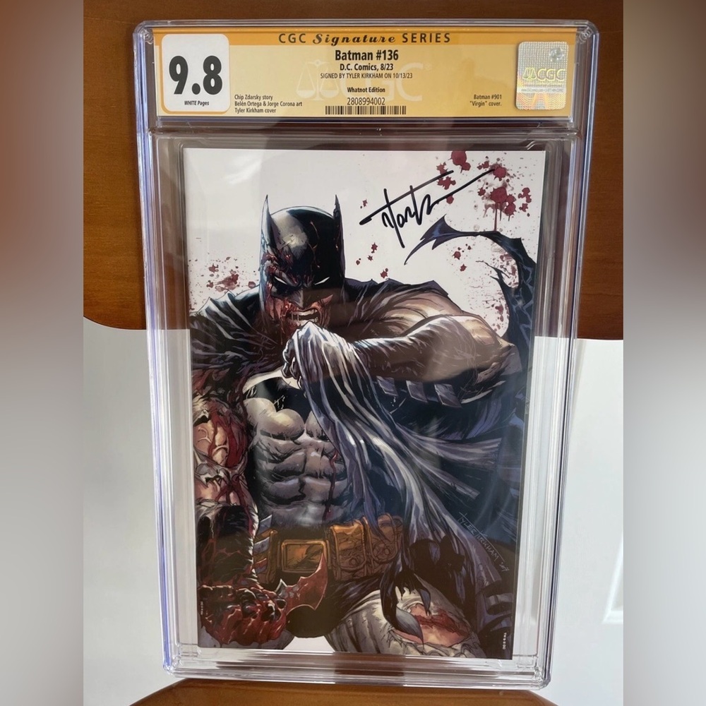Batman # 136 Whatnot Virgin Battle Damaged cover signed by Tyler Kirkham! CGC SS